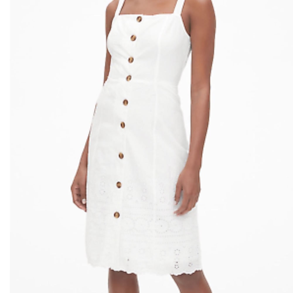 Gap white eyelet button down dress